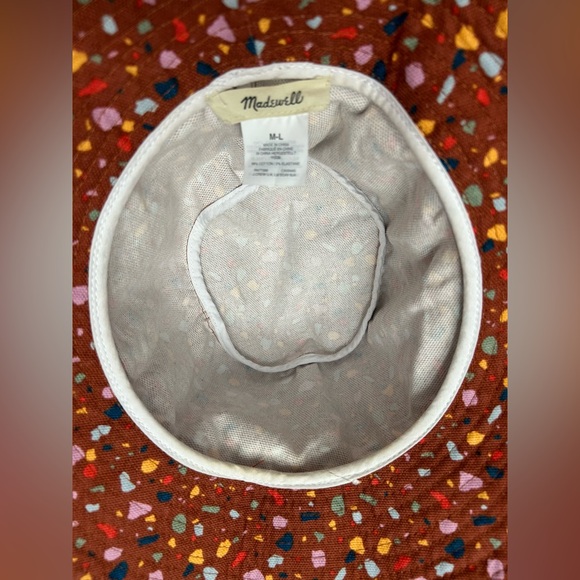 Madewell Size M/L Short-Brimmed Canvas Bucket Hat Burnt Umber Confetti Print - Picture 6 of 7